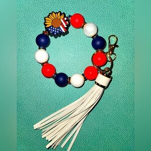 4th of July Hand made key ring bracelet
